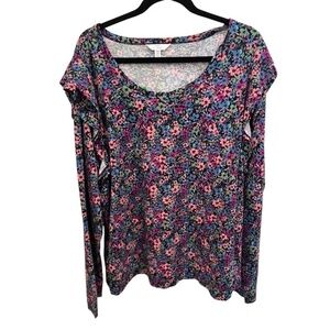 Time & Tru Women's Plus Size Ruffle Long Sleeve Rayon Blend Top Size XXXL 22 NWT